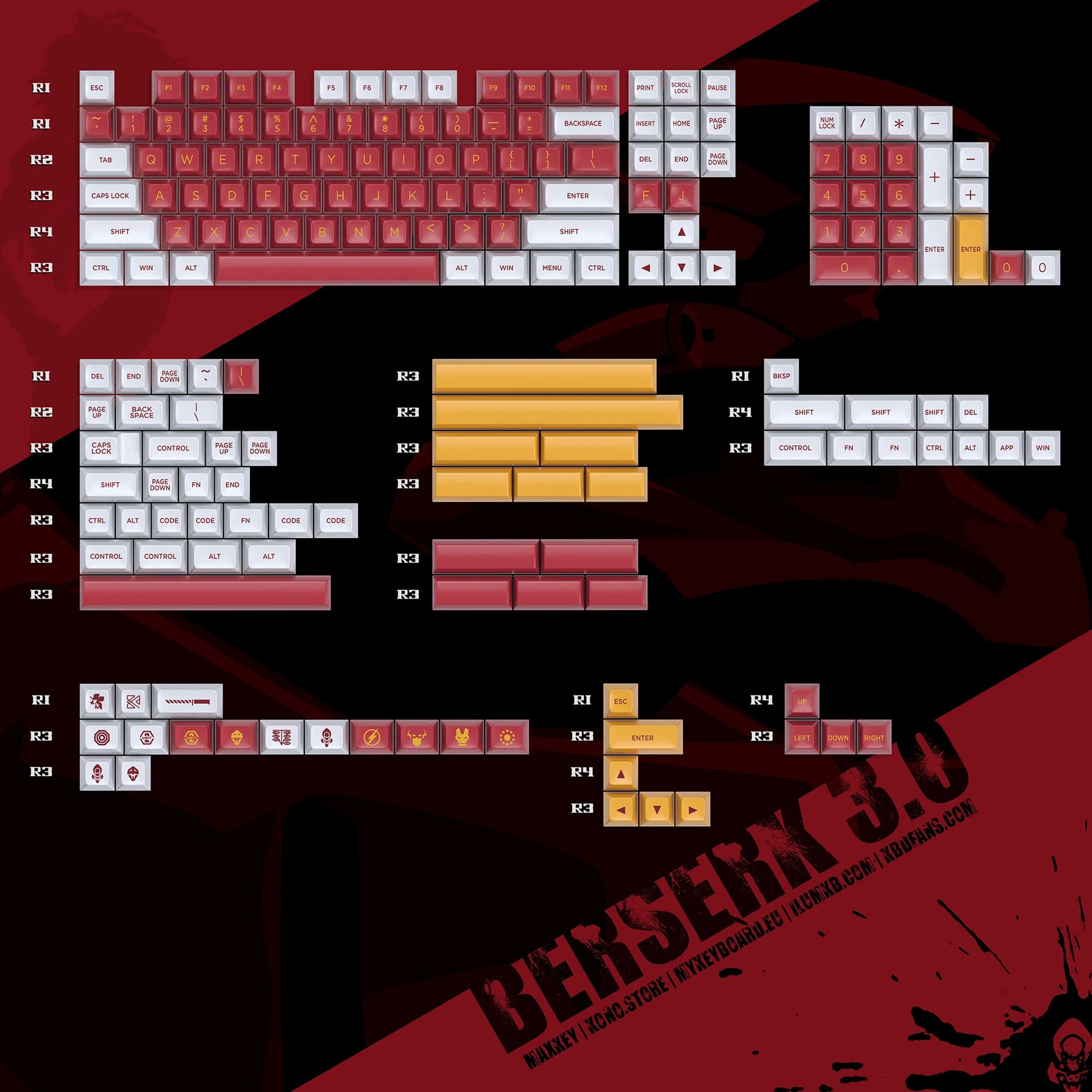 MAXKEY Berserk R3 SA Doubleshot Keycaps Set